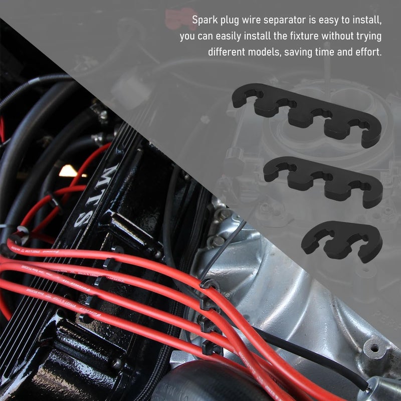 FSTURIOS 12PCS Spark Plug Wire Separator, 7mm 8mm 8.5mm 8.8mm Ignition Wire Separators Holder, Car Engine Spark Plug Wire Loom Divider Kit for Truck SUV RV, Car Accessories (Black) - Image 3